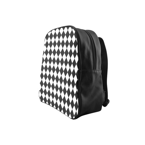 Diamond Check Black And White School Backpack (Model 1601)(Small)