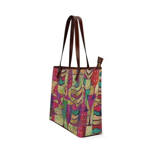 Colorful Abstract Bottles and Wine Glasses Shoulder Tote Bag (Model 1646)