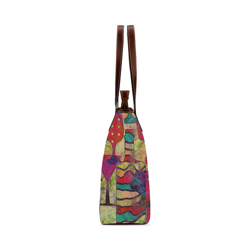 Colorful Abstract Bottles and Wine Glasses Shoulder Tote Bag (Model 1646)