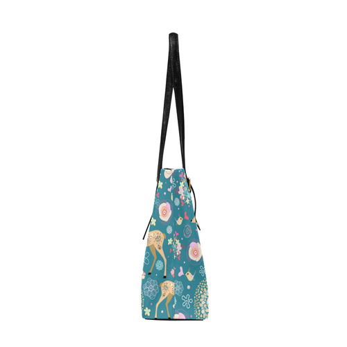 Love Birds Hearts Flowers Deer Euramerican Tote Bag/Large (Model 1656)