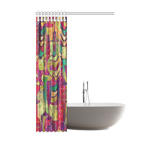 Colorful Abstract Bottles and Wine Glasses Shower Curtain 48"x72"