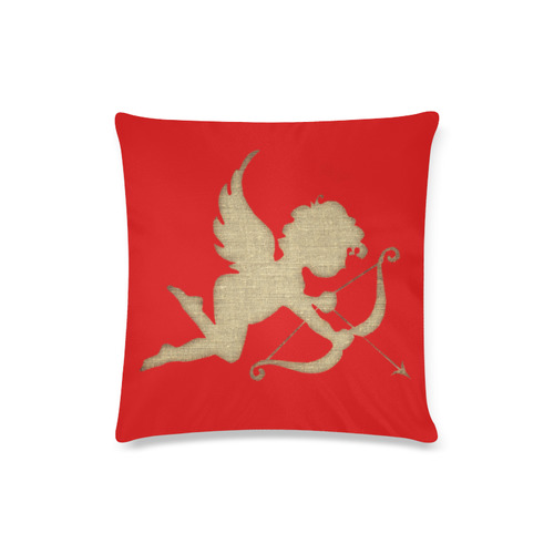 Gold Cupid Red Custom Zippered Pillow Case 16"x16"(Twin Sides)