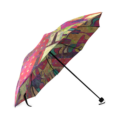Colorful Abstract Bottles and Wine Glasses Foldable Umbrella (Model U01)