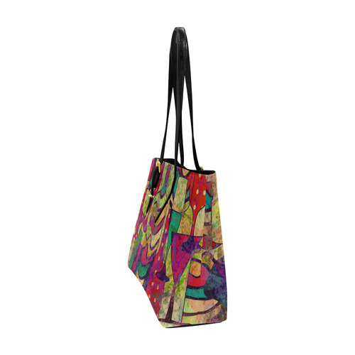 Colorful Abstract Bottles and Wine Glasses Euramerican Tote Bag/Large (Model 1656)