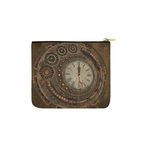 Steampunk clock, cute giraffe Carry-All Pouch 6''x5''