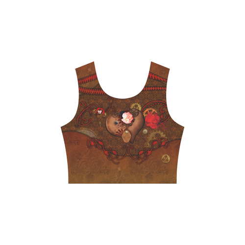 Steampunk heart with roses, valentines Sleeveless Ice Skater Dress (D19)