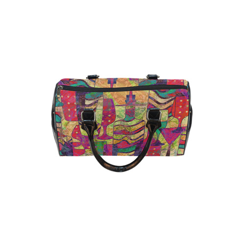 Colorful Abstract Bottles and Wine Glasses Boston Handbag (Model 1621)