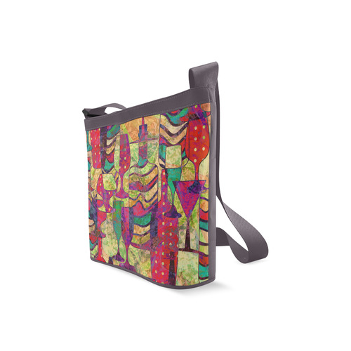 Colorful Abstract Bottles and Wine Glasses Crossbody Bags (Model 1613)