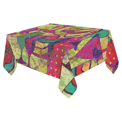 Colorful Abstract Bottles and Wine Glasses Cotton Linen Tablecloth 52"x 70"