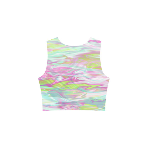 Pastel Iridescent Marble Waves Pattern Sleeveless Ice Skater Dress (D19)