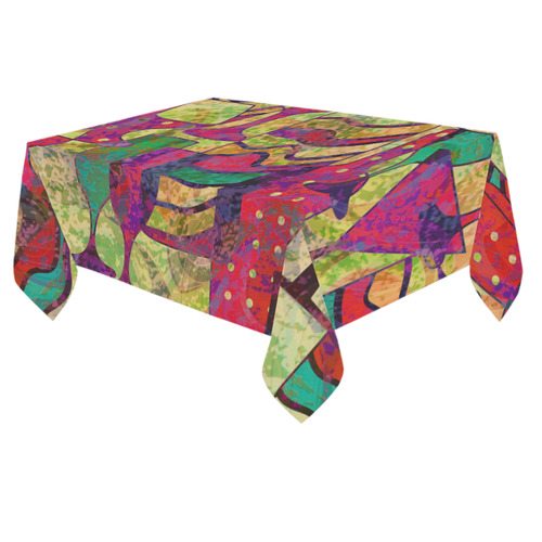 Colorful Abstract Bottles and Wine Glasses Cotton Linen Tablecloth 60"x 84"