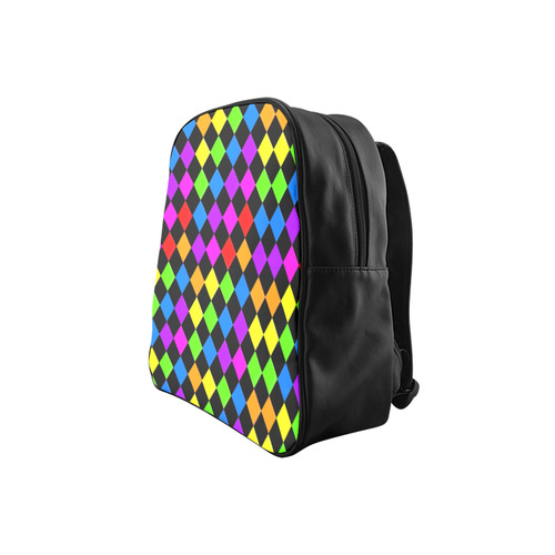 Diamond Checks Rainbow School Backpack (Model 1601)(Small)