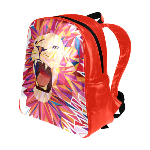 lion roaring polygon triangles Multi-Pockets Backpack (Model 1636)