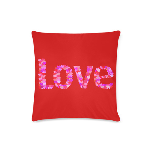 Love Hearts Red Custom Zippered Pillow Case 16"x16"(Twin Sides)