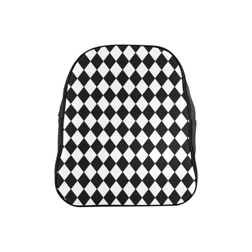 Diamond Check Black And White School Backpack (Model 1601)(Small)