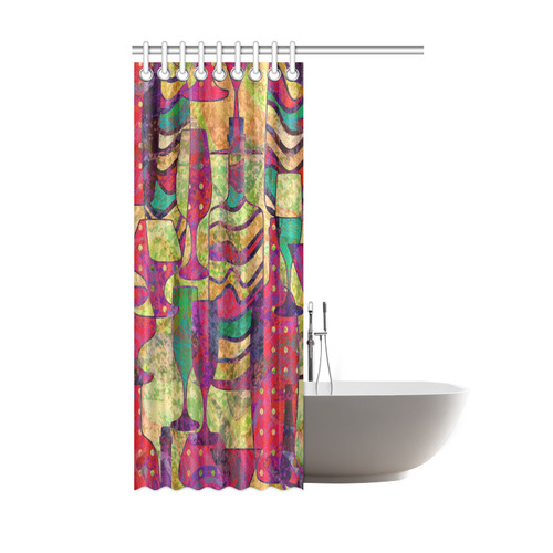 Colorful Abstract Bottles and Wine Glasses Shower Curtain 48"x72"