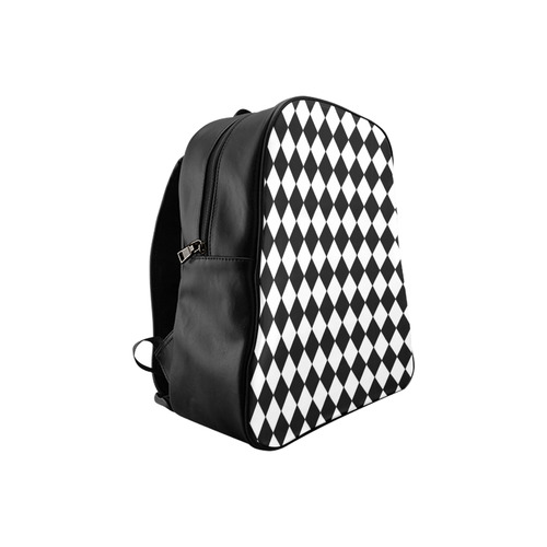 Diamond Check Black And White School Backpack (Model 1601)(Small)