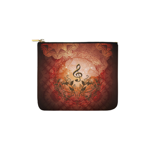 Music, clef on antique design Carry-All Pouch 6''x5''