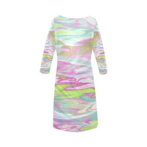 Pastel Iridescent Marble Waves Pattern Round Collar Dress (D22)