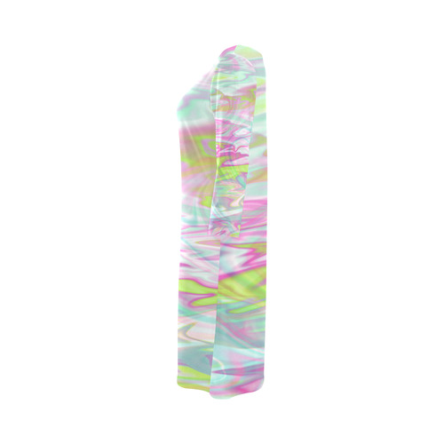 Pastel Iridescent Marble Waves Pattern Round Collar Dress (D22)