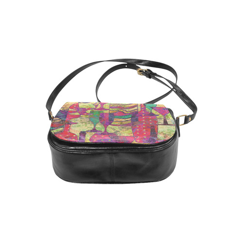 Colorful Abstract Bottles and Wine Glasses Classic Saddle Bag/Small (Model 1648)