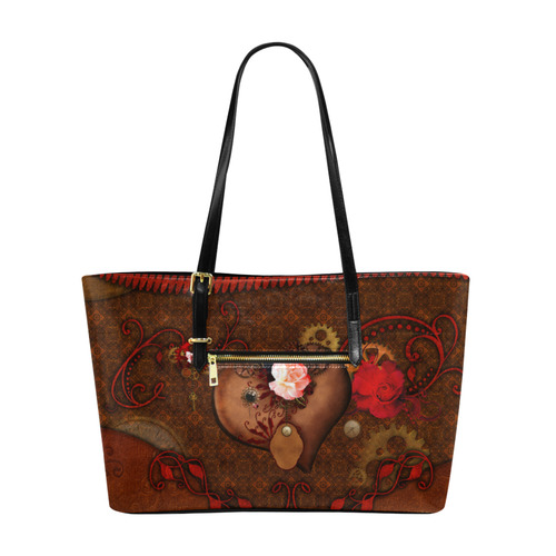 Steampunk heart with roses, valentines Euramerican Tote Bag/Large (Model 1656)