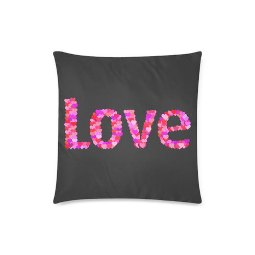 Love Hearts Black Custom Zippered Pillow Case 18"x18"(Twin Sides)