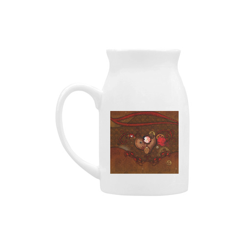 Steampunk heart with roses, valentines Milk Cup (Large) 450ml