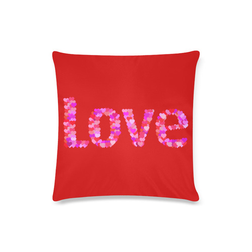 Love Hearts Red Custom Zippered Pillow Case 16"x16"(Twin Sides)