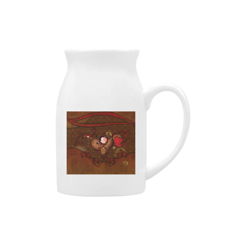 Steampunk heart with roses, valentines Milk Cup (Large) 450ml