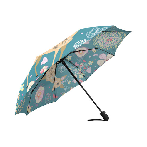 Love Birds Hearts Flowers Deer Valentine Auto-Foldable Umbrella (Model U04)