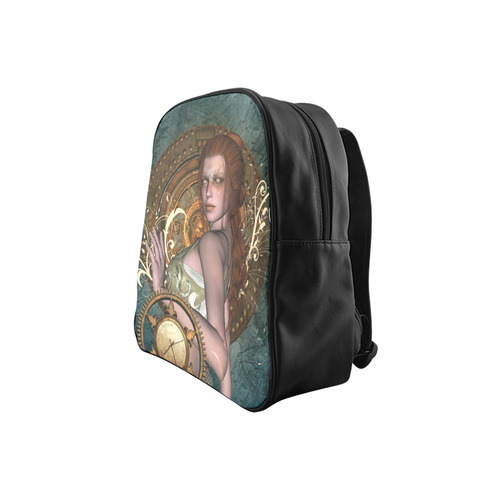 The steampunk lady with awesome eyes, clocks School Backpack (Model 1601)(Small)