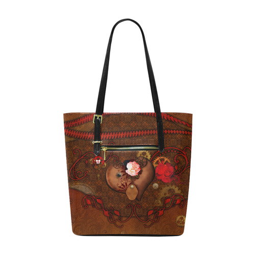 Steampunk heart with roses, valentines Euramerican Tote Bag/Small (Model 1655)