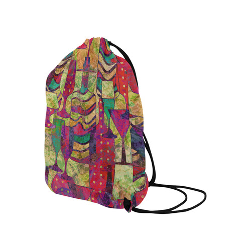 Colorful Abstract Bottles and Wine Glasses Large Drawstring Bag Model 1604 (Twin Sides)  16.5"(W) * 19.3"(H)