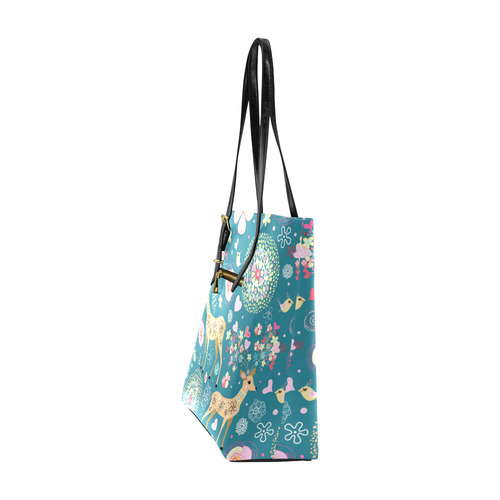 Love Birds Hearts Flowers Deer Valentine Euramerican Tote Bag/Small (Model 1655)