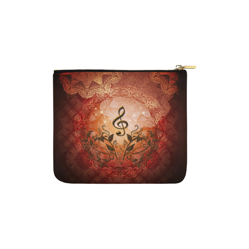 Music, clef on antique design Carry-All Pouch 6''x5''