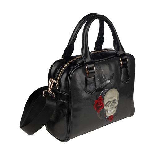 Gothic Skull With Raven And Roses Shoulder Handbag (Model 1634)