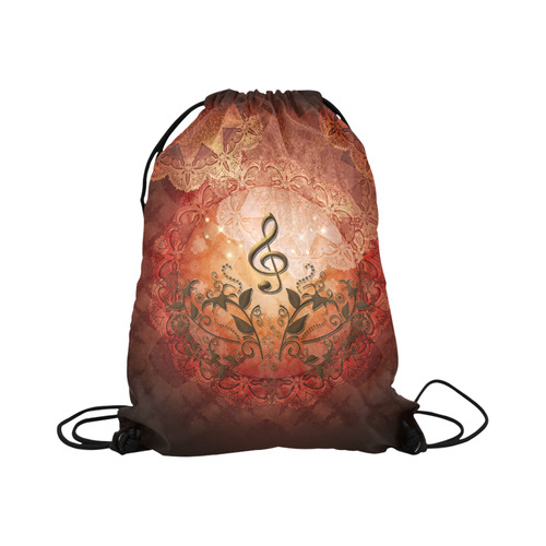 Music, clef on antique design Large Drawstring Bag Model 1604 (Twin Sides)  16.5"(W) * 19.3"(H)