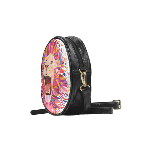 lion roaring polygon triangles Round Sling Bag (Model 1647)