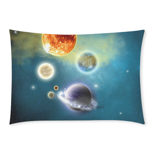 Space scenario with  meteorite sun and planets Custom Rectangle Pillow Case 20x30 (One Side)