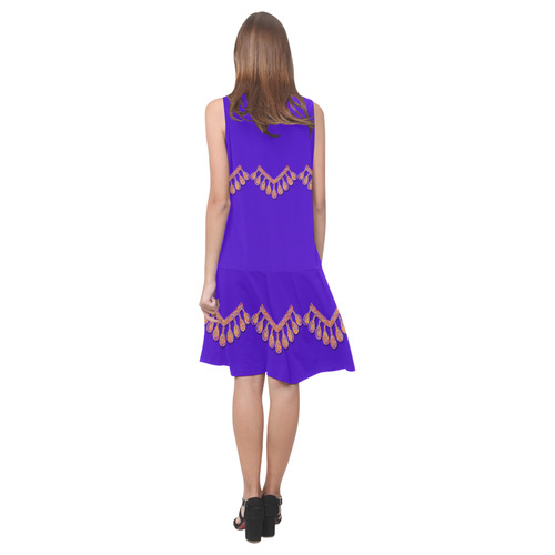 Jewelry COLLIER GARLAND Purple Orange Sleeveless Splicing Shift Dress(Model D17)