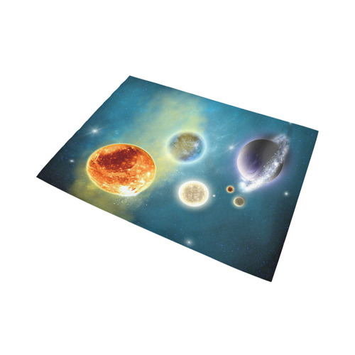 Space scenario with  meteorite sun and planets Area Rug7'x5'