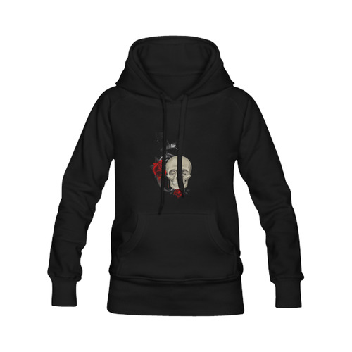 Gothic Skull With Raven And Roses Women's Classic Hoodies (Model H07)