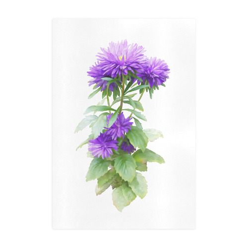 Purple Garden Flowers, floral watercolor Art Print 19‘’x28‘’