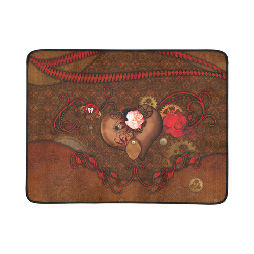 Steampunk heart with roses, valentines Beach Mat 78"x 60"