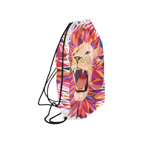 lion roaring polygon triangles Small Drawstring Bag Model 1604 (Twin Sides) 11"(W) * 17.7"(H)