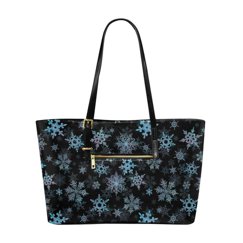 Snowflakes, Blue snow, Christmas Euramerican Tote Bag/Large (Model 1656)