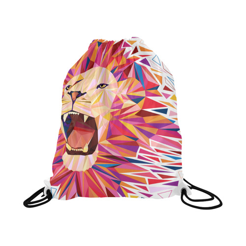 lion roaring polygon triangles Large Drawstring Bag Model 1604 (Twin Sides)  16.5"(W) * 19.3"(H)