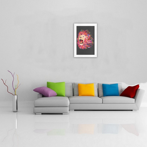 lion roaring polygon triangles Art Print 19‘’x28‘’