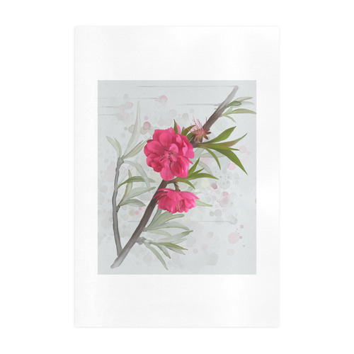 Peach blossom, original floral watercolor Art Print 19‘’x28‘’
